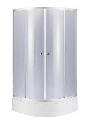 Душевая кабина latwa sc90x90.sat.mid.gr полукруглая, стекло тон. 4 мм + душевой поддон kapielka st90x90x26, с панелью lidz