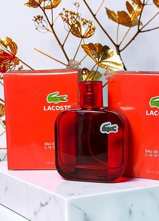 🐊 якісна чоловіча туалетна вода lacoste eau de l.12.12 rouge (лакост 12.12 руж) 100 мл стійкий деревно-пряний аромат