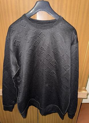 Чорний чоловічий худі джемпер з монограмою fendi, розмір 2xl