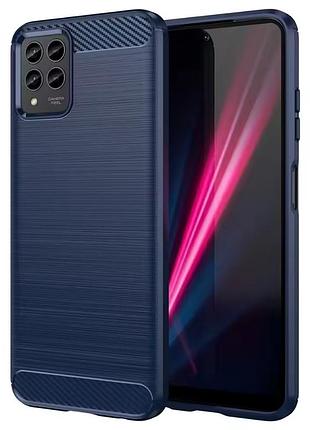 Захисний чохол-бампер carbon fiber для revvl 7 pro 5g blue