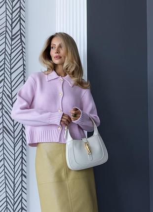 Накладной платеж ❤ 30% шерсть вязаный кардиган кофта на пуговицах с воротничком в стиле олд мани