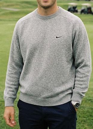 Шерстяний светр nike golf (100% woolmark) / вовняний светр найк grey xxl