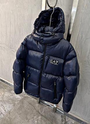 Пуховик зимний мужской синий ea7 emporio armani! пуховик зимний мужественный armani ea7! премиум утенство! размеры s-2xl!