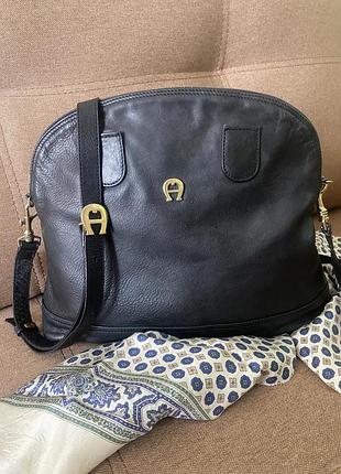Вінтажна шкіряна сумка etienne aigner made in italy + шовковий шарф 🎁