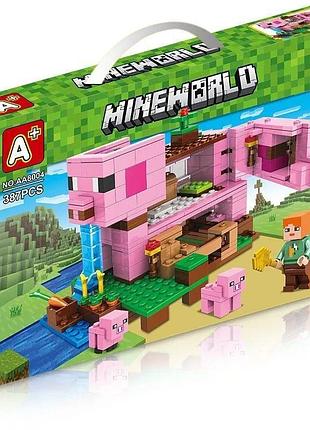 Великий конструктор для фанатів minecraft «дом-свиня» 387 деталей