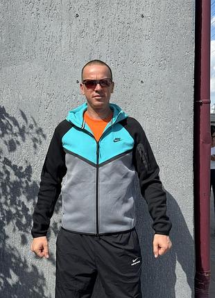 Оригінал спортивна чоловіча кофта nike tech ih4302-084 оригинал найк теч зіпка на замку течик осінь демісезон з капюшоном повсякденна стильна сіра