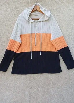 Кофтейка з капюшоном,р50-52🧡🖤🤍