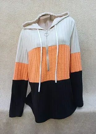 Кофтейка с капюшоном,р50-52🧡🖤🤍 5