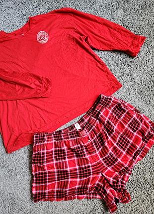 Victoria’s secret xxl красный комплект для сна / дома: лонгслив + шорты. пижама.