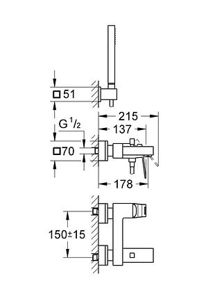 Смеситель для ванны grohe eurocube (23141000) 3