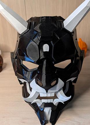 Футуристическая маска киберсамурая (cyberpunk oni mask) - 3d-печать
