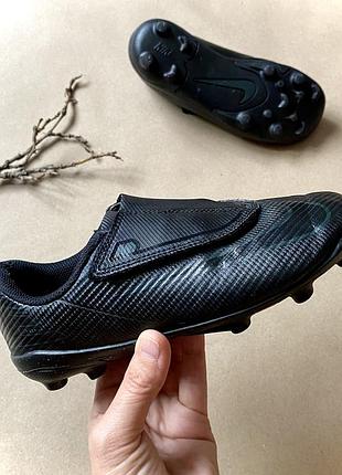 Бутси дитячі футбольні для хлопчика nike mercurial vapor 16 club mg 31 розмір устілка 19 см | чорні на липучці