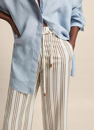 Брюки в смужку wide leg від massimo dutti. 3