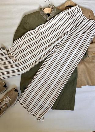 Брюки в смужку wide leg від massimo dutti. 6