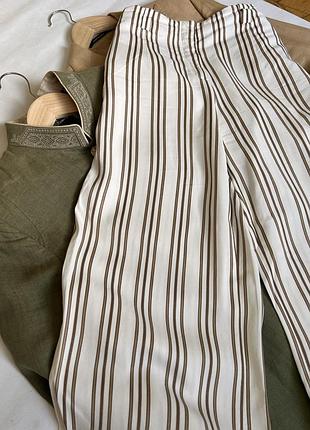 Брюки в смужку wide leg від massimo dutti. 7