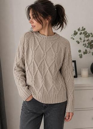 Затишний светр h&m m oversize, щільна в’язка, коси,теплий