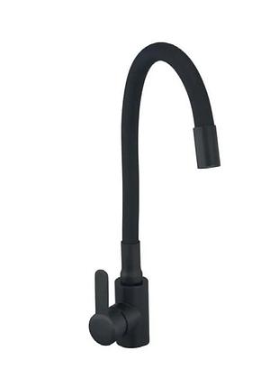 Смеситель для кухни с с силиконовым вилом. champion eza-011 black refl.black с нерж. стали (ch6457)