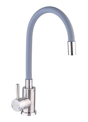Смеситель для кухни с силиконовым изливом champion sus-011 refl.gray (нерж. сталь) (ch0333)