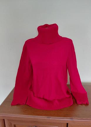 Червоний вовняний светр , гольф benetton