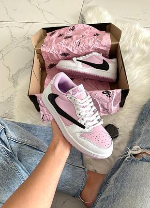 Кросівки jordan 1 low travis scott lilac white black  арт 2068
