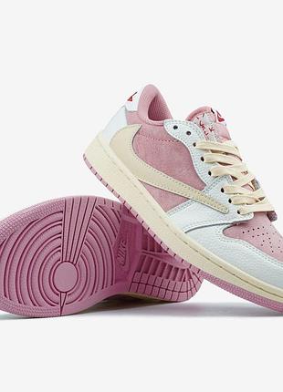 Кроссовки jordan 1 low og spavis scott pink white beige арт 2043