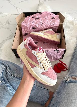 Кроссовки jordan 1 low og spavis scott pink white beige арт 2043