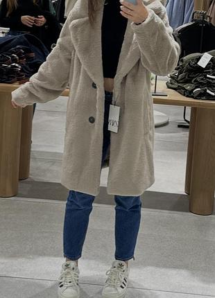 Стильна сіра м'яка еко-шуба zara