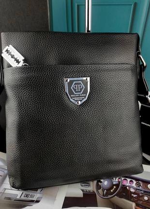 Кожаная мужская сумка philipp plein филип плейн