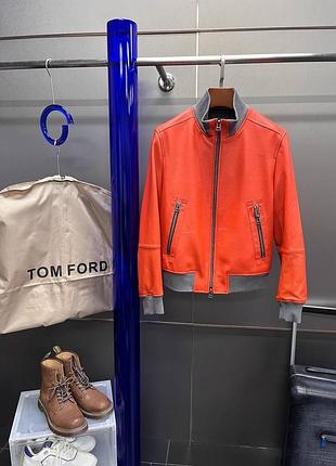 Чоловіча куртка бомбер з натуральної шкіри tom ford