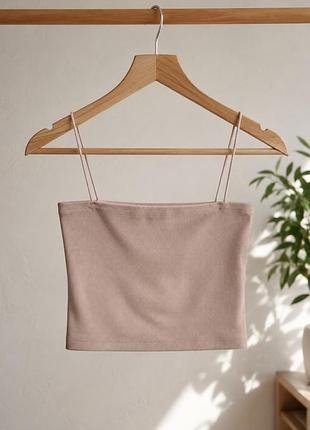 Жіночий топ бандо в рубчик zara на тонких брителях