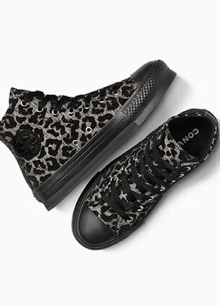 Кеди converse chuck taylor all star eva lift жіночі р. 35-35,5 бежево-чорні леопардові