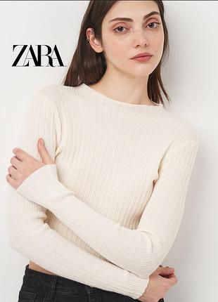 Базовий лонгслів кроп топ в рубчик zara