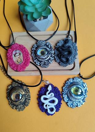 Кулоны массивные в рамочке handmade, стильные подвески, необычные аксессуары