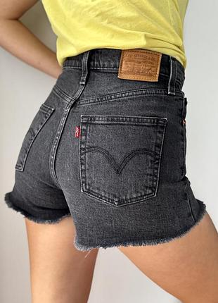 Графітові джинсові шорти levi’s ribcage shorts 26