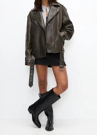 Куртка pull&bear колір оливи оверсайз фасон