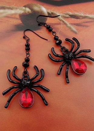 Необыкновенные серьги черная вдова,, spider, готические серьги, хэллоуин, стильные трендовые сережки
