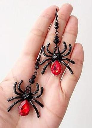 Необыкновенные серьги черная вдова,, spider, готические серьги, хэллоуин, стильные трендовые сережки