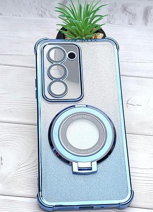 Чохол luxury case для poco m8s бампер з кільцем підставкою блакитний