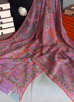 Etro! оригинал! невероятно легкая шелковая шаль шарф платок принт пейсли