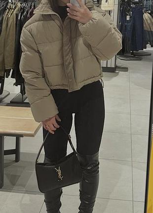 Бежева коротка дута куртка pull&bear 8