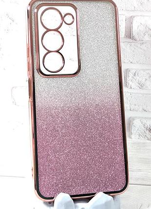 Чехол luxury case для poco m8s бампер силиконовый блестящий розовый