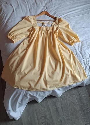 Жіноча літня сукня вільного крою з рукавами-ліхтариками жовта new look