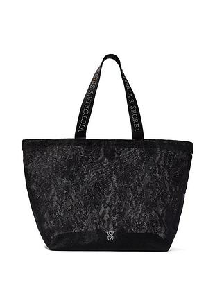 Сумка-тоут victoria's secret lace tote bag (артикул: 27346960) у глибокому чорному кольорі