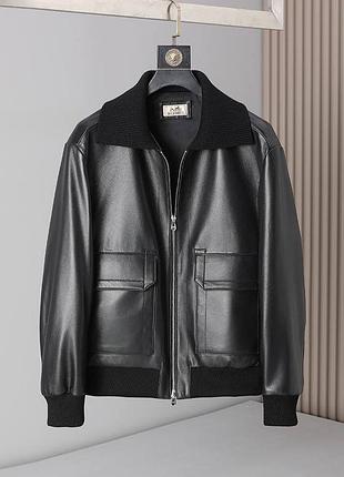 Чоловіча куртка авіатор бомбер з натуральної шкіри hermes