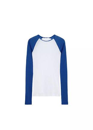 Лонгслів зара supima® long sleeve t-shirt - white / navy розмір м