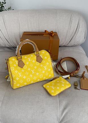 Шкіряна сумка speedy bandouliere 25см в канві монограм l