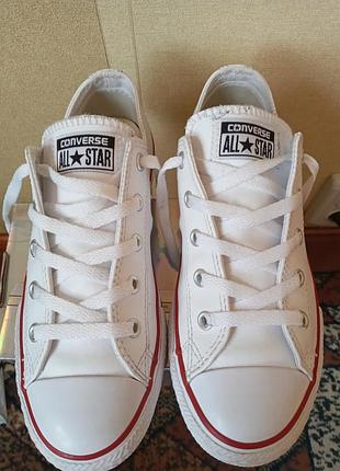Белые кожаные кеды converse р.34 3