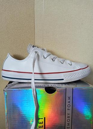 Белые кожаные кеды converse р.34
