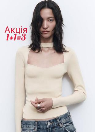 Вискозная кофта топ с чокером zara свитер