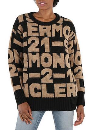 Стильний теплий монограмний жіночий светр, джемпер moncler, оригінал